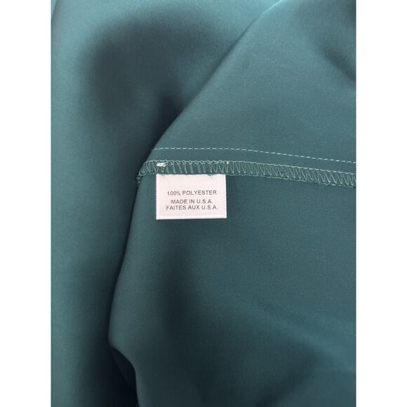 New MISA Los Angeles Top Medium Womens Emerald Green Satin Wrap Jacket Blouse - Picture 8 of 8
